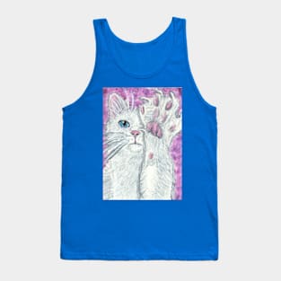 White cat paw up Tank Top